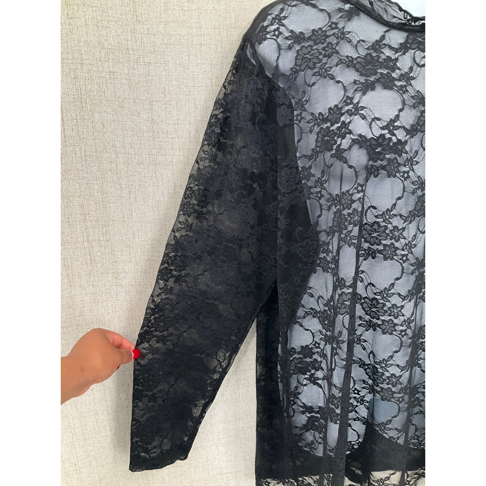 Torrid Lace Top Womens 3 Black Sheer Mock Neck Whimsigoth Goth Grunge Edgy NEW - Picture 4 of 11